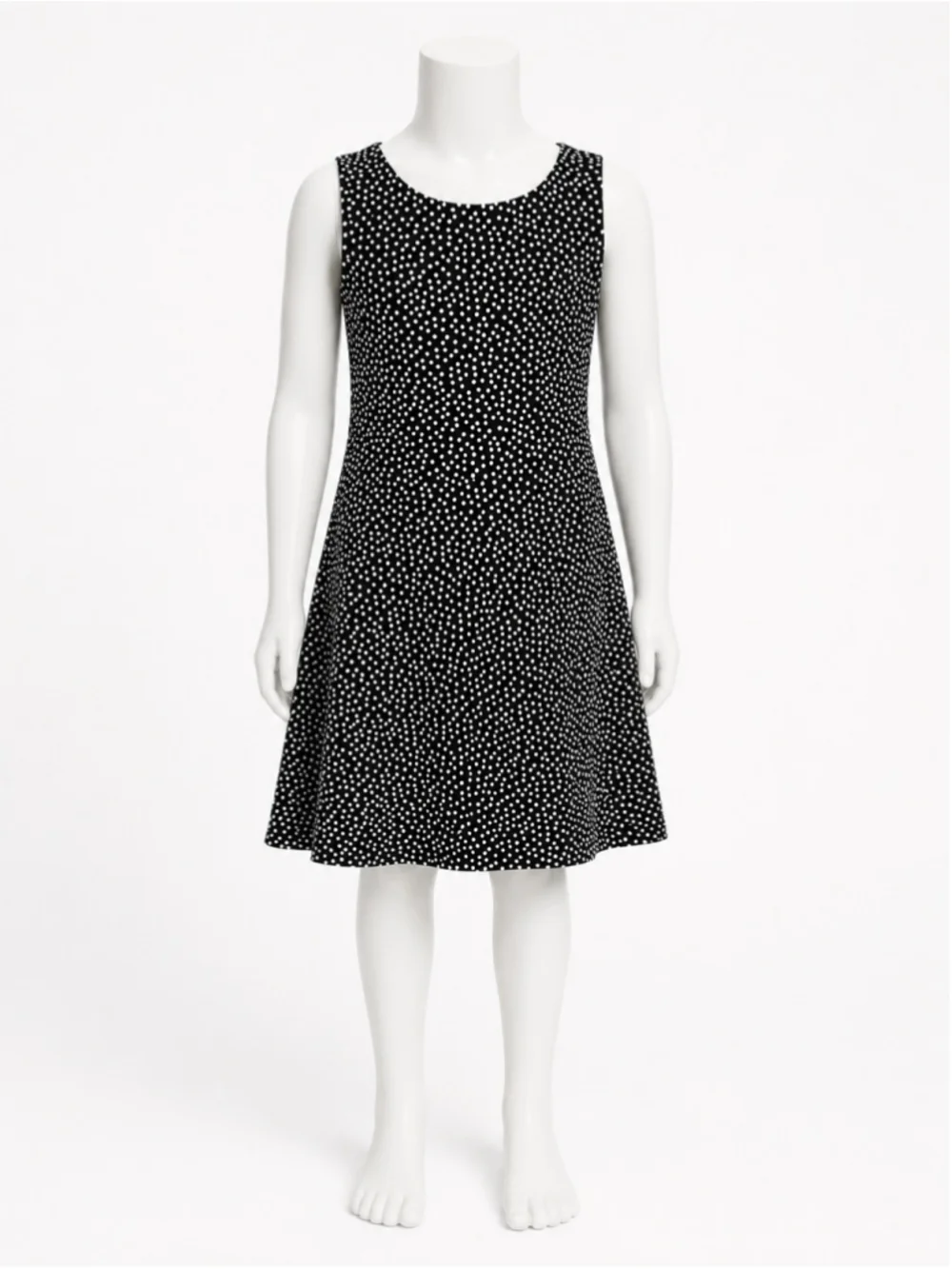 Old Navy Black & White Polka Dot Sleeveless Fit & Flare Tank Dress